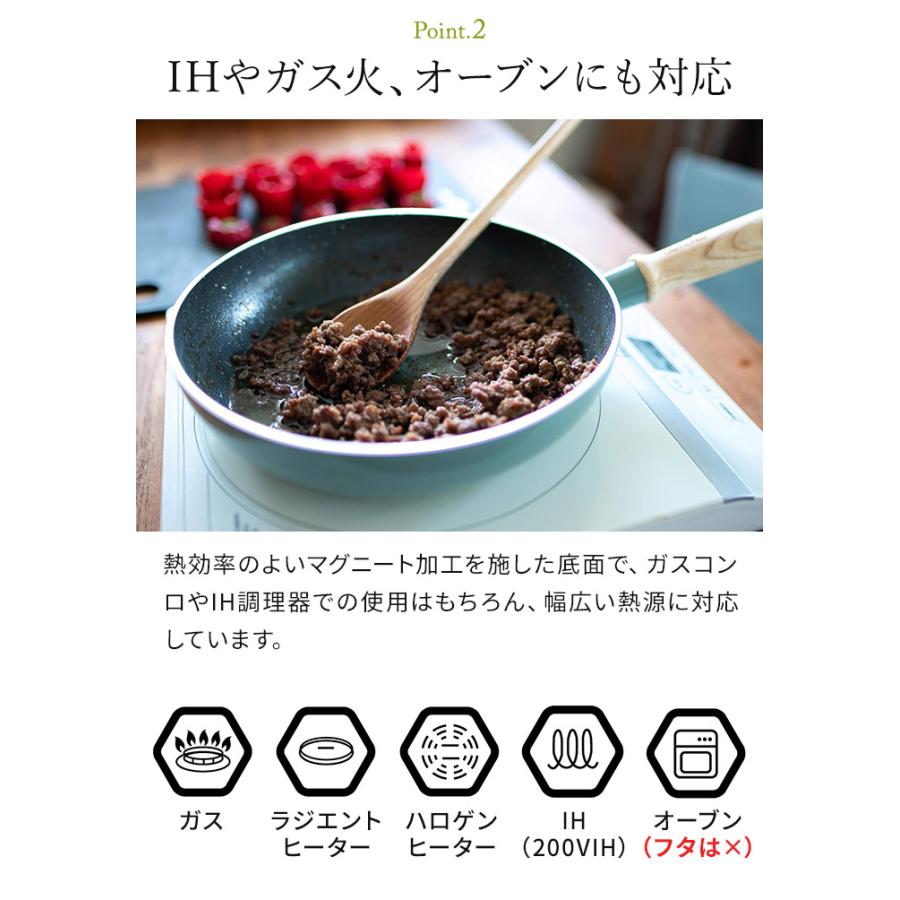 グリーンパン メイフラワー キャセロール 20cm 蓋付き 両手鍋 ih フタ ih対応 ウッドハンドル ダイヤモンドコートの画像