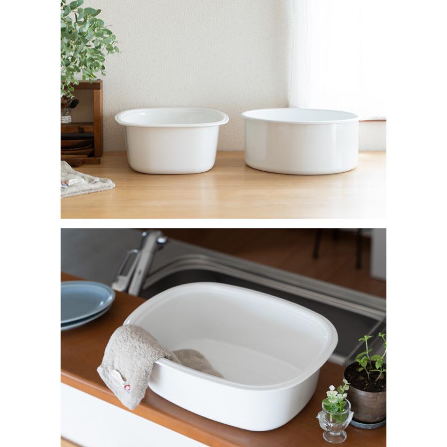 野田琺瑯（noda horo） 洗い桶 新 丸型 8L 日本製 白 琺瑯 ホーロー