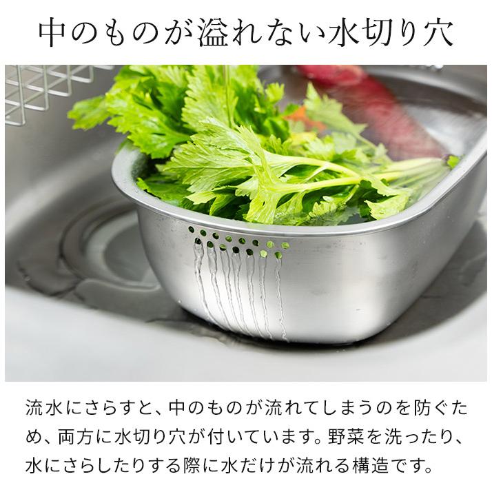下村企販 燕三条 ステンレスの水切りかご付き洗い桶 燕三条 日本製