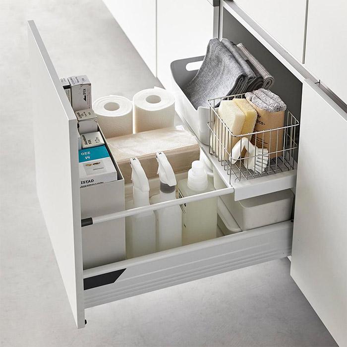 キッチン　棚　引き出し　未使用 tower 伸縮キッチン引き出し中ラック タワー 引き出し 収納棚 伸縮