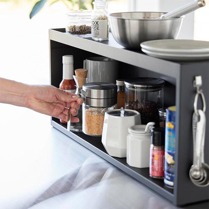 tower 前が開くキッチンカウンター上収納ラック タワー D15 奥行15cm