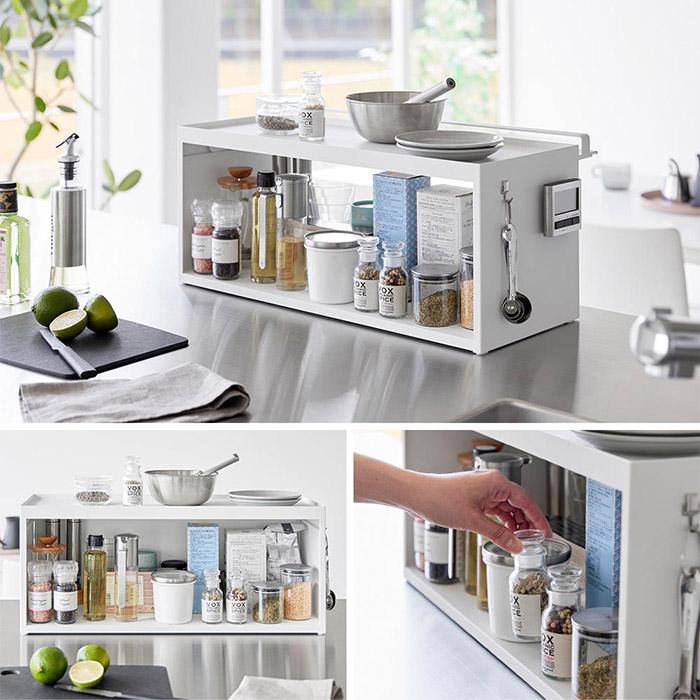 tower 前が開くキッチンカウンター上収納ラック タワー D24 奥行24cm