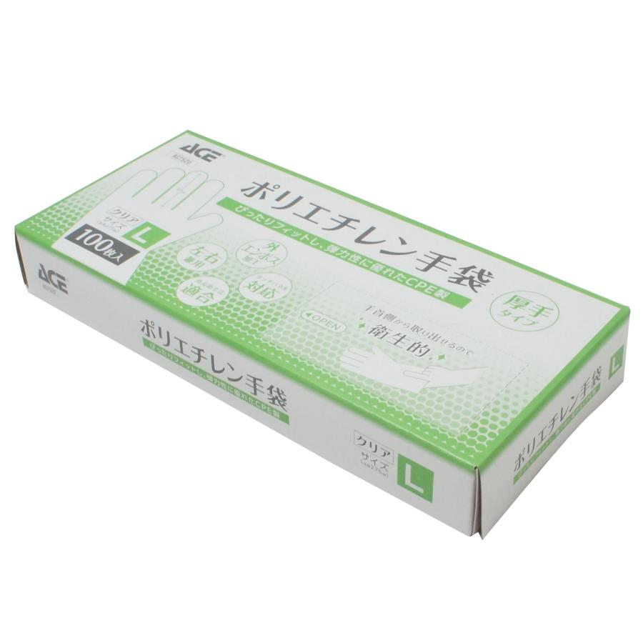 ACE ポリエチレン手袋 使い捨て 4000枚（100枚×40箱）SS〜L 左右兼用