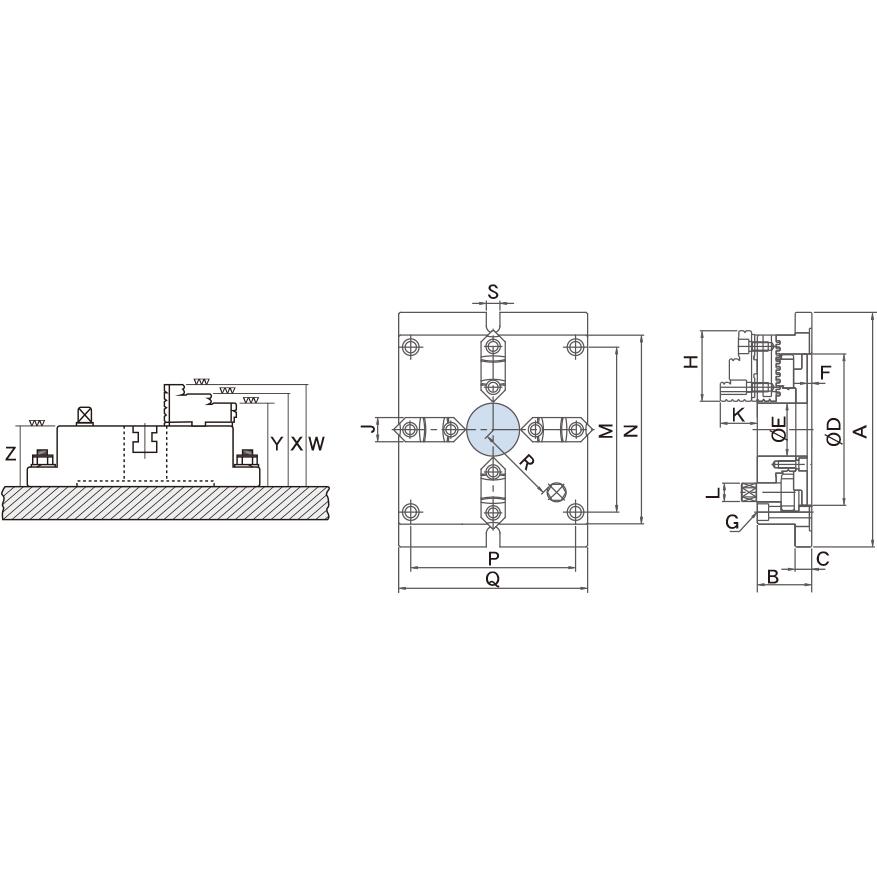 (大型) ファーステック FT-MC12 角型4爪フライス用スクロールチャック_1