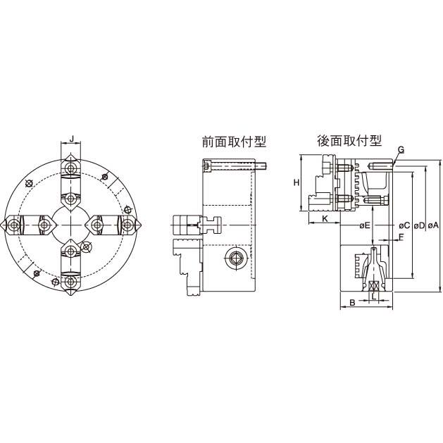 (大型) ファーステック FT-PSK12F 4爪生爪硬兼用スクロールチャック 前面取付タイプ_1