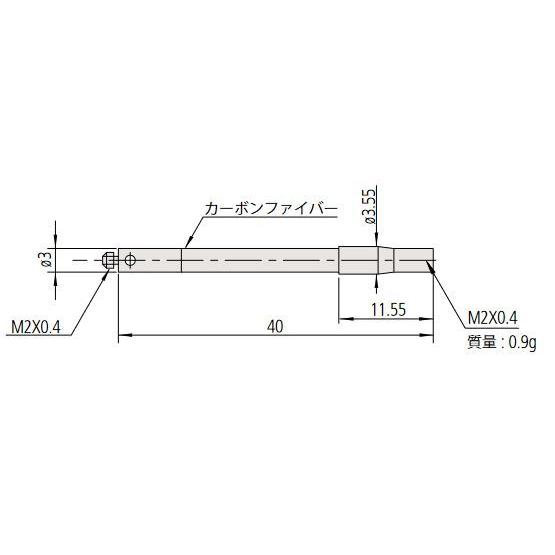 ミツトヨ 06AAL257 スタイラス 取付部ネジ径:M2 MS2-EXT40G