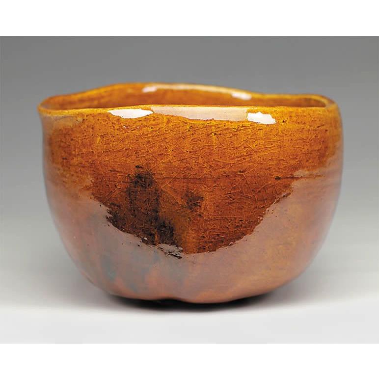 吉村楽入　2015年初春作品　楽入印　「立峯」写　飴釉茶碗