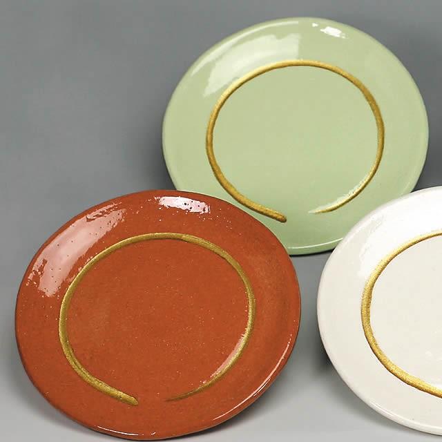 吉村楽入 2024年新春作品 楽焼 円相 銘々皿 六色揃 楽入窯製 : 心斎橋