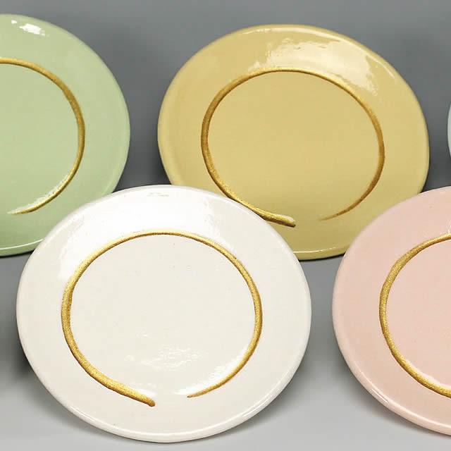 吉村楽入 2024年新春作品 楽焼 円相 銘々皿 六色揃 楽入窯製 : 心斎橋