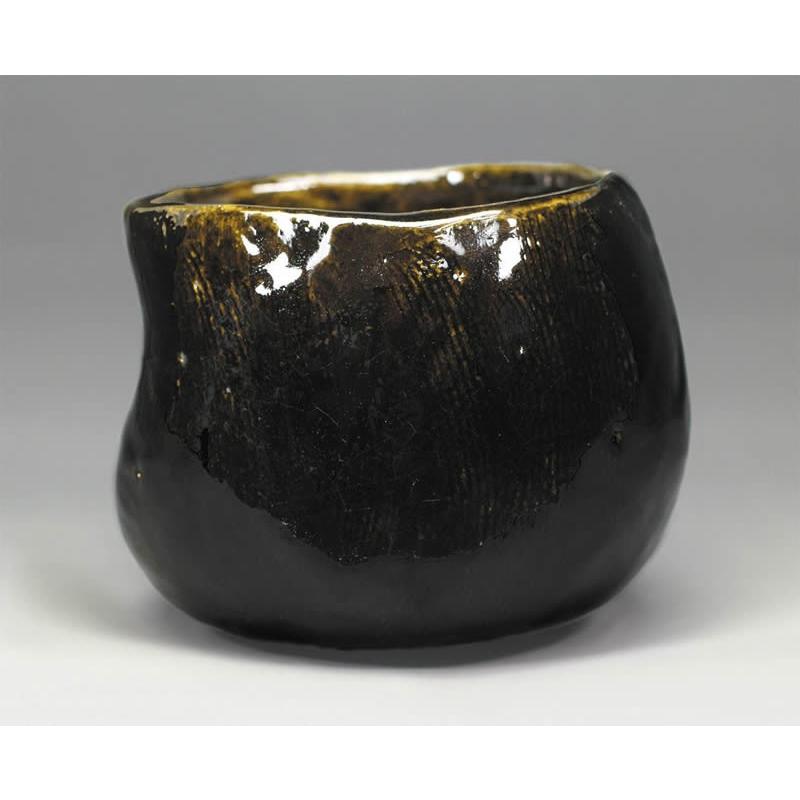 【茶道具】吉村楽入作　飴釉茶入 茶道具】吉村楽入作飴釉茶入