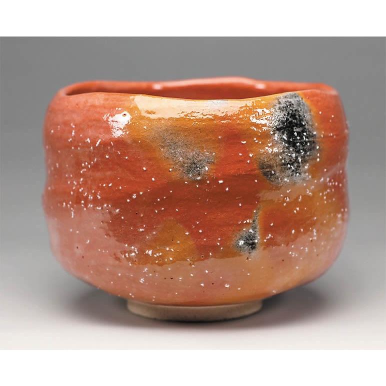 吉村楽入　2016年初春作品　覚入「瑞祥」写　赤楽砂釉茶碗