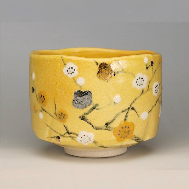 吉村楽入 2022年初春作品 金銀彩 梅の絵 茶碗 : 心斎橋花房ヤフー店