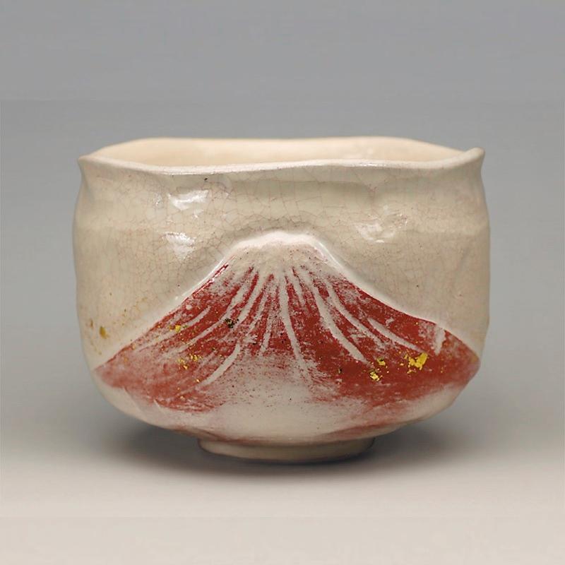 吉村楽入 2022年初春細工物 「赤富士」茶碗 コーヒー、ティー用品-日本茶用品、茶道具-キッチン、日用品、文具