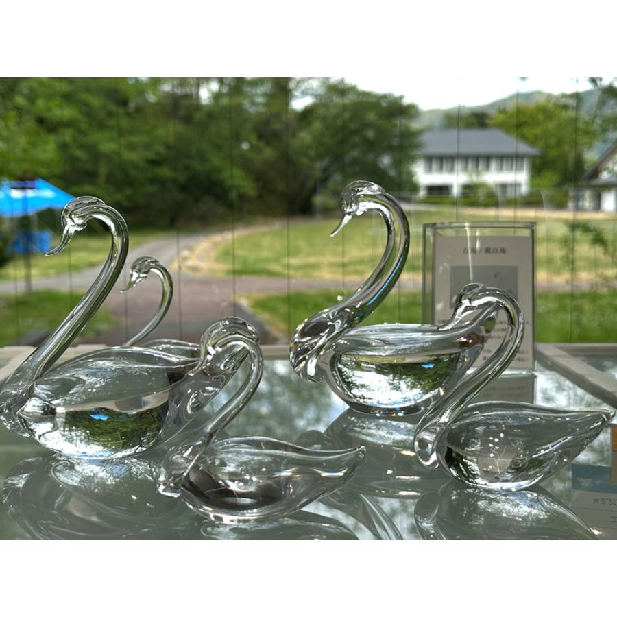 ガラスアート 白鳥（小）ガラス置物 ハンドメイド ガラスオブジェ