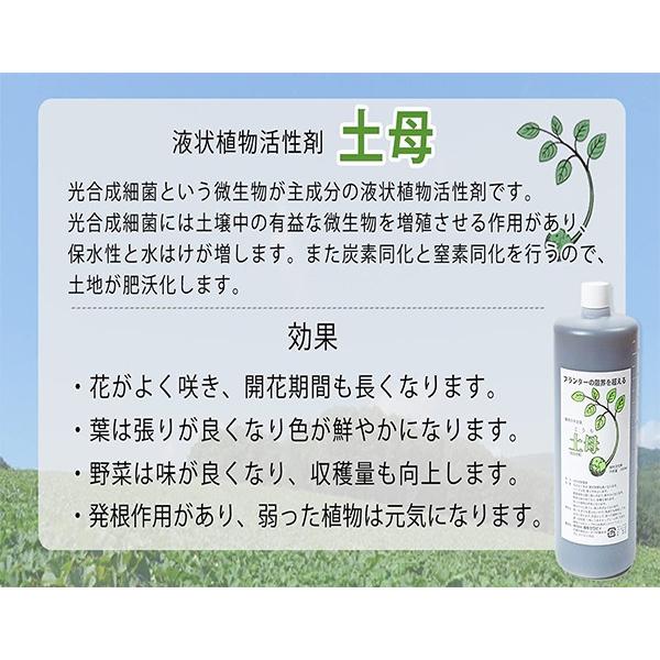 まとめ買い 2本セット 土母(どうも) 1L 環境セラピィ 植物の宇宙食 無農薬無化学肥料栽培 微生物活性剤 植物活性剤 送料無料｜e-hanas｜03