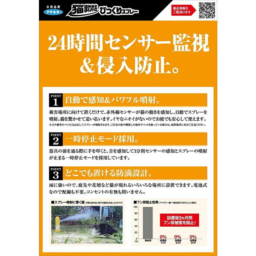 猫まわれ右びっくりスプレー取り換え用 ×12個 フマキラー 忌避剤 猫 忌避剤 猫よけ 対策 猫除け 猫 対策 猫よけ スプレー 猫よけセンサー  猫よけ対策 ネコよけ_3
