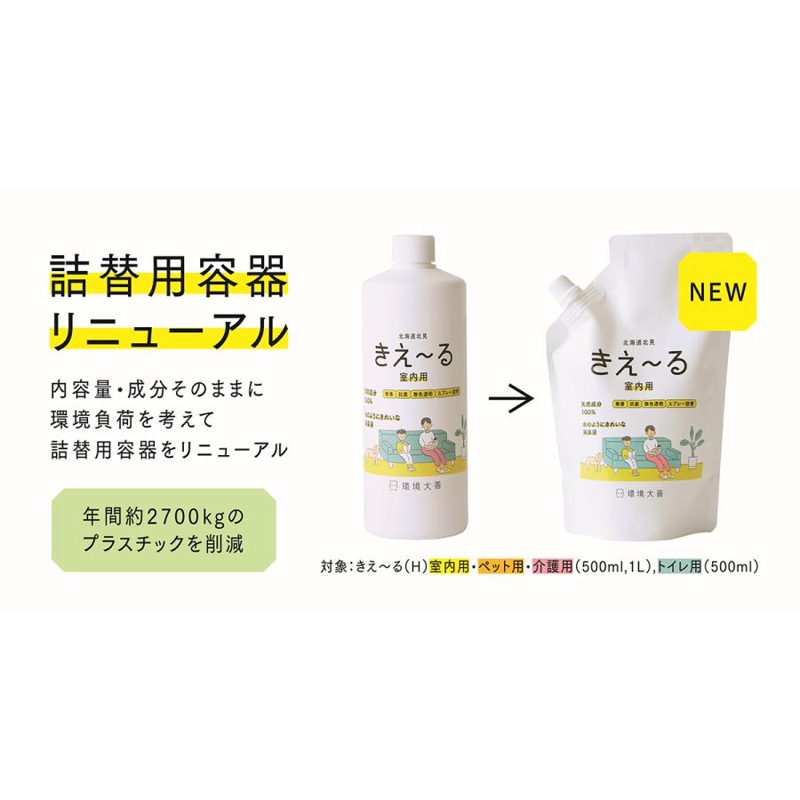 きえ〜る Hシリーズ 室内用 詰替 1L 環境大善 天然成分100% 水のように