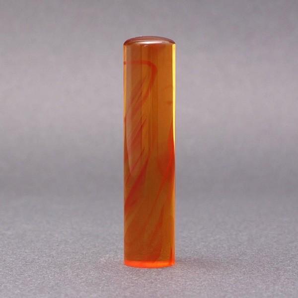印鑑／認印／琥珀／13.5mm／ケース別売／大周先生の完全手彫り