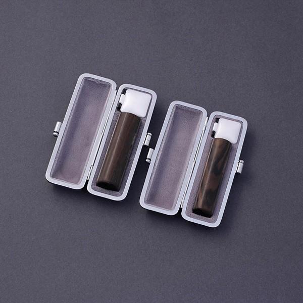 印鑑セット／実印・銀行印2本セット／プラチナ付-S-黒檀-15mm12mm／熟練職人の手彫り仕上げ