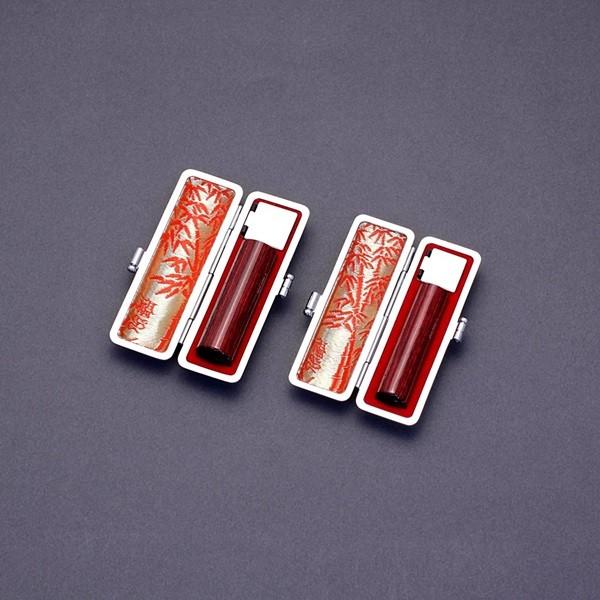 印鑑セット／実印・銀行印2本セット／牛皮付-SS-アグニ-13.5mm12mm／上彫り職人の完全手彫り