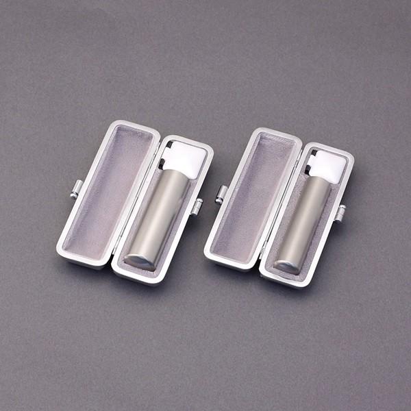 印鑑セット／実印・銀行印2本セット／プラチナ付-S-シルバーチタン-15mm12mm／上彫り職人の作成印影