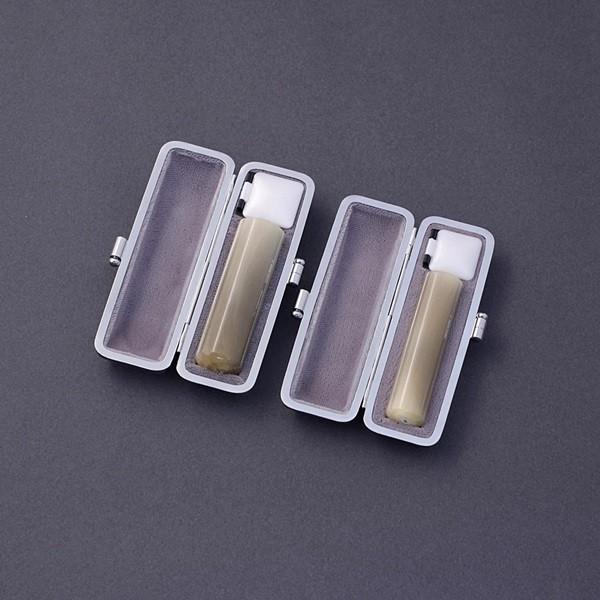 印鑑セット／実印・銀行印2本セット／プラチナ付-L-オランダ水牛・純白(芯持)-16.5mm13.5mm／大周先生の完全手彫り