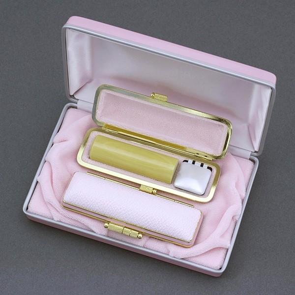 印鑑セット／実印・銀行印2本セット／ファンシー+Sケース付-L-薩摩本柘-16.5mm13.5mm／上彫り職人の完全手彫り
