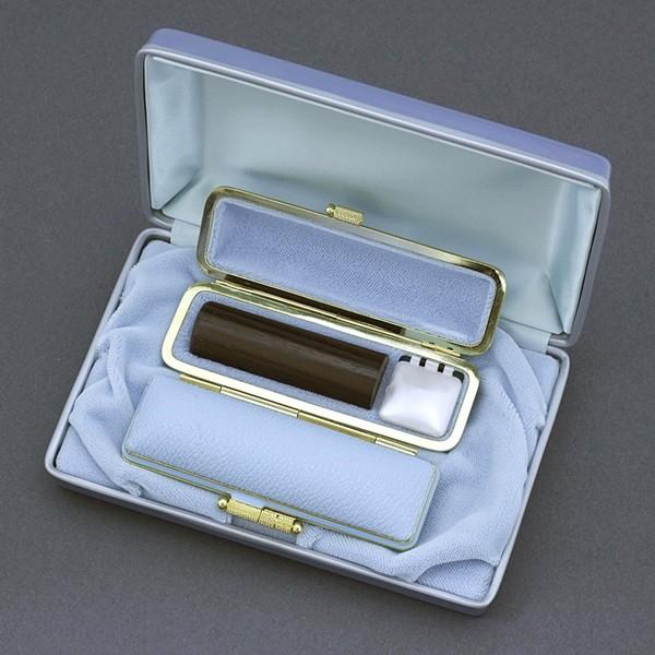 印鑑セット／実印・銀行印2本セット／ファンシー+Sケース付-LL-黒檀-18mm15mm／上彫り職人の完全手彫り