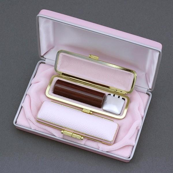 印鑑セット／実印・銀行印2本セット／ファンシー+Sケース付-L-アグニ-16.5mm13.5mm／上彫り職人の完全手彫り