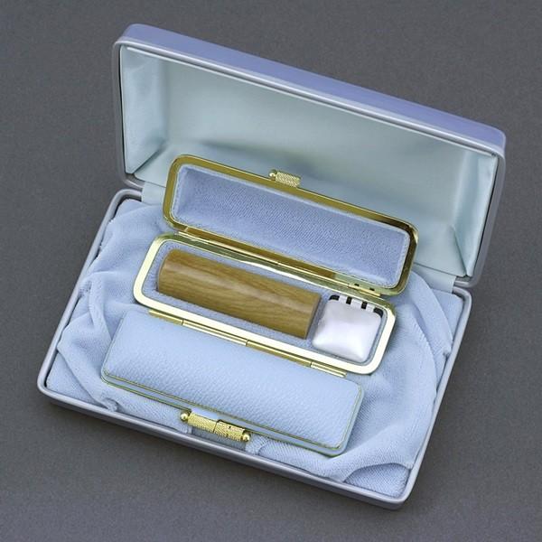 印鑑セット／実印・銀行印2本セット／ファンシー+Sケース付-LL-オノオレカンバ-18mm15mm／上彫り職人の完全手彫り