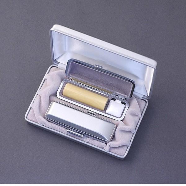 印鑑セット／実印・銀行印2本セット／プラチナ+Sケース付-L-薩摩本柘-16.5mm13.5mm／上彫り職人の完全手彫り