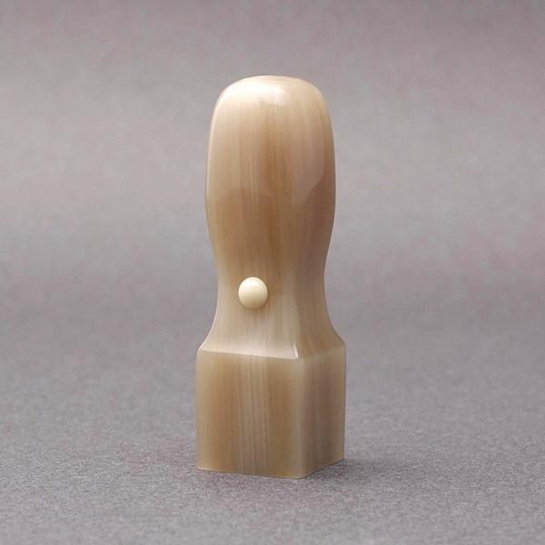 法人印／角印／天丸タイプ-オランダ水牛・純白(高級芯持)-18mm／ケース別売／上彫り職人の完全手彫り