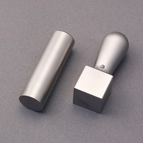 法人印鑑セット／シルバーチタン代表者印-角印2本LLセット(丸寸胴21mm-角天丸24mm)／熟練職人の作成印影