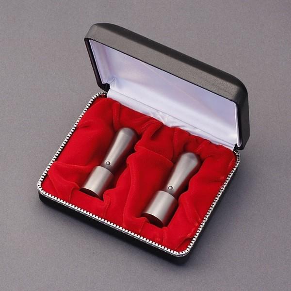 法人印鑑セット／シルバーチタン代表印-銀行印2本LSセット(丸天丸21mm-丸天丸16.5mm)+Sケ-ス付／熟練職人の作成印影