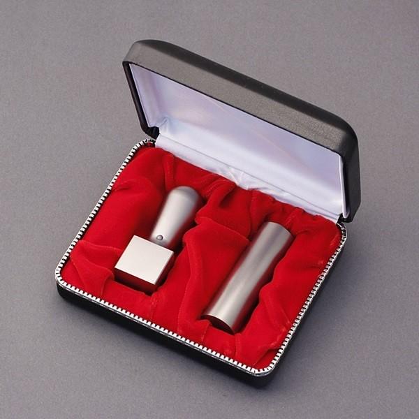 法人印鑑セット／シルバーチタン代表者印-角印2本SLセット(丸寸胴16.5mm-角天丸24mm)+Sケ-ス付／熟練職人の作成印影