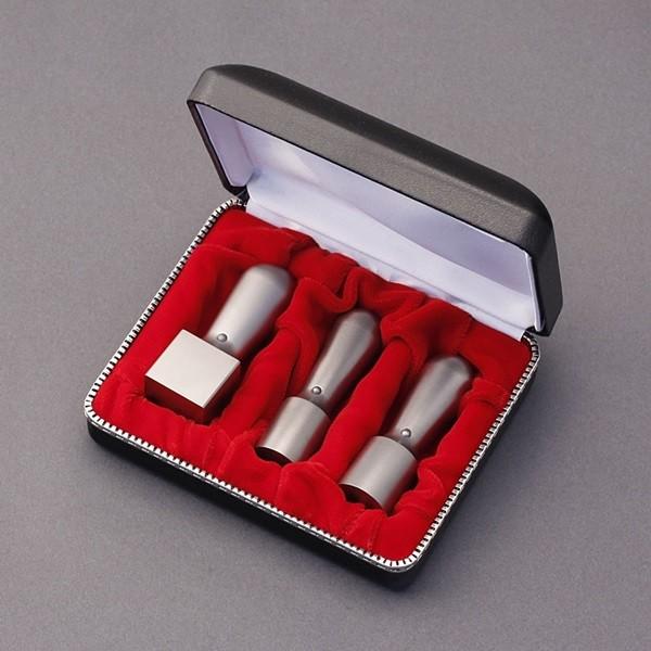 法人印鑑セット／シルバーチタン-LLLセット(丸天丸21mm-丸天丸21mm-角天丸24mm)+Sケ-ス付／熟練職人の作成印影