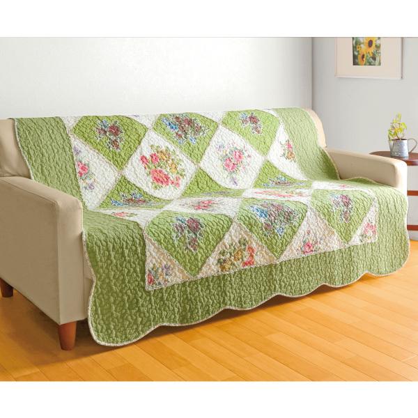 パッチワーク中掛けソファーカバー エレガントフラワー 3人掛け用 | 