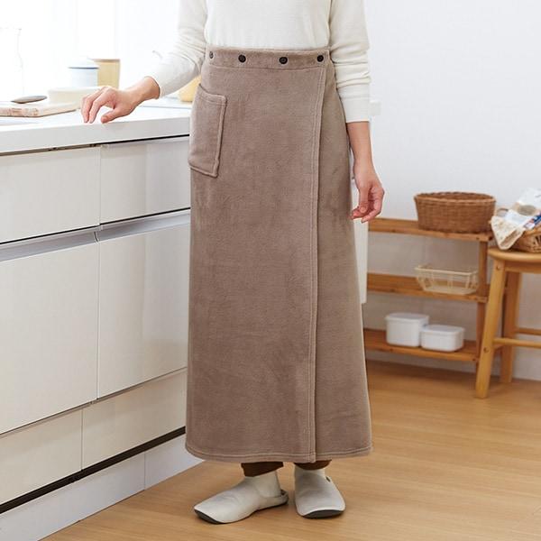 寒がりさんが考えた足ぽかロング巻きスカート ネイビー モカ | 