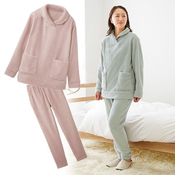 ふわふわ毛布の温もりパジャマ セージグリーン モーブピンク LL M〜L | 