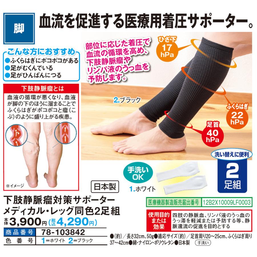 下肢静脈瘤対策サポーター メディカル・レッグ同色2足組 : は