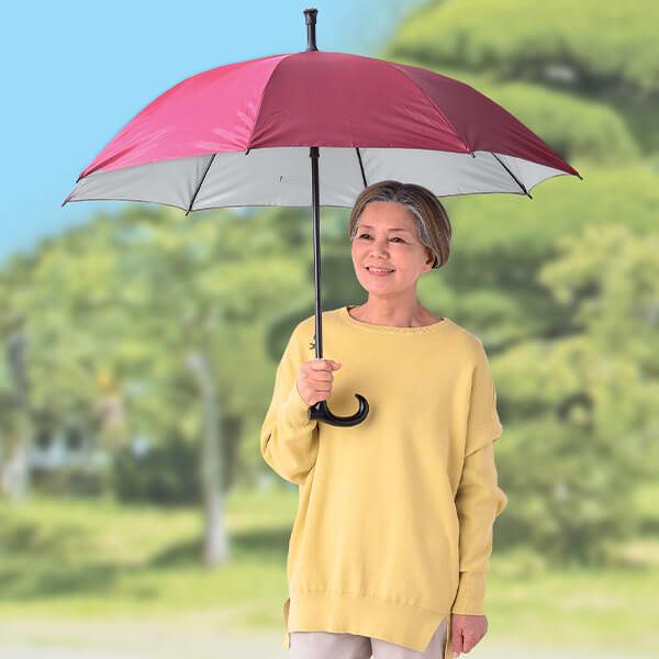 晴雨兼用ステッキ傘 チェック柄 黒 赤 | 