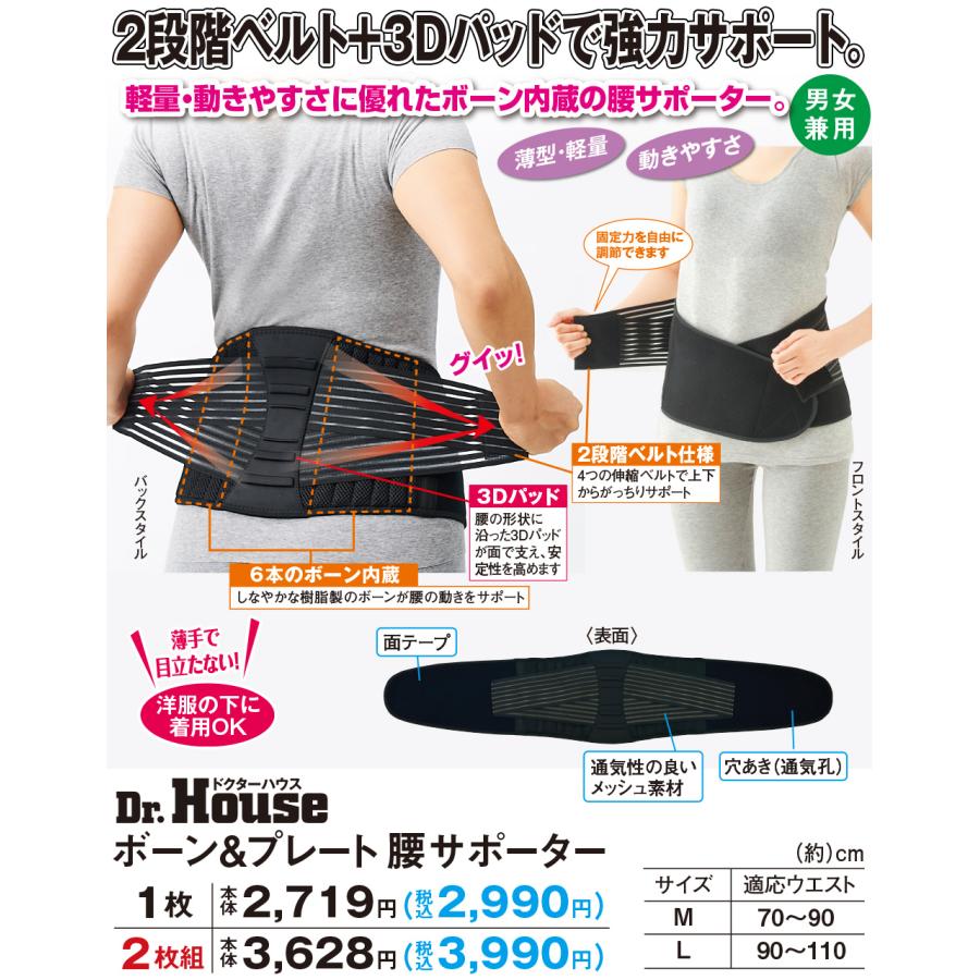 Dr.House ボーン＆3Dプレート腰サポーター＜M L＞ : はぴねすくらぶ