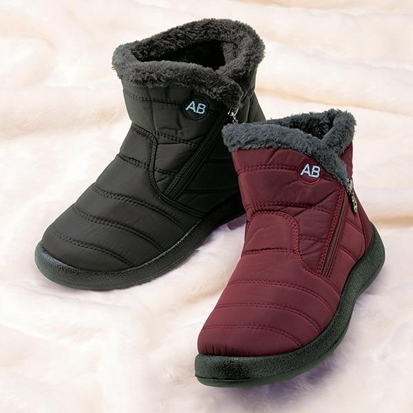 指先まであったか脱ぎ履き楽ちんボアブーツ ブラック ワイン M L LL | 