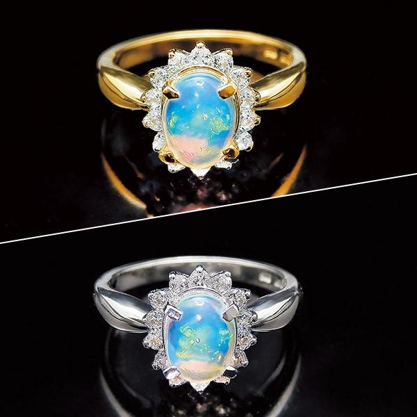 大粒プレシャスオパールリング ゴールド シルバー 9号 11号 13号 15号 17号 19号 21号 | 