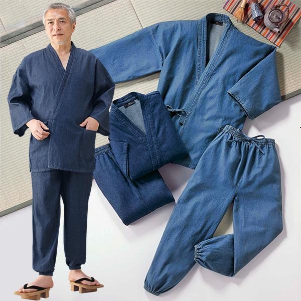 綿100％デニム作務衣 S M L LL 3L | 