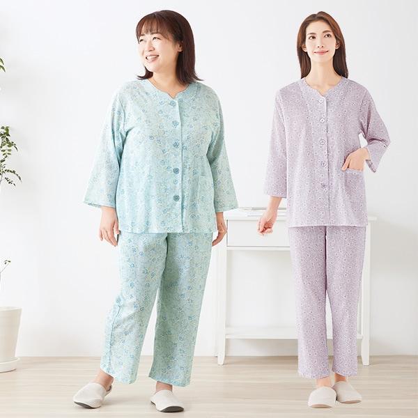 綿100小柄な私の楊柳パジャマ ブルー系 ラベンダー系 MP LP LLP 3LP | 