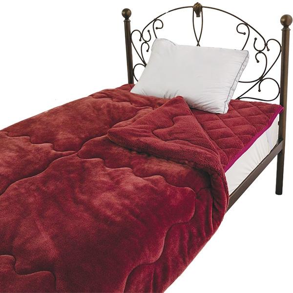 富士山溶岩あったか発熱寝具 エンジ ブラウン 毛布ダブル | 