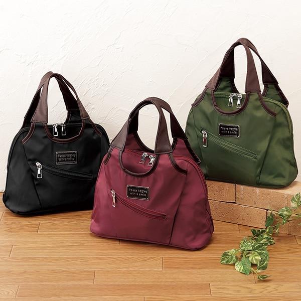 底マチたっぷりおでかけ手提げ カーキ系 ブラック系 ワイン系 | 