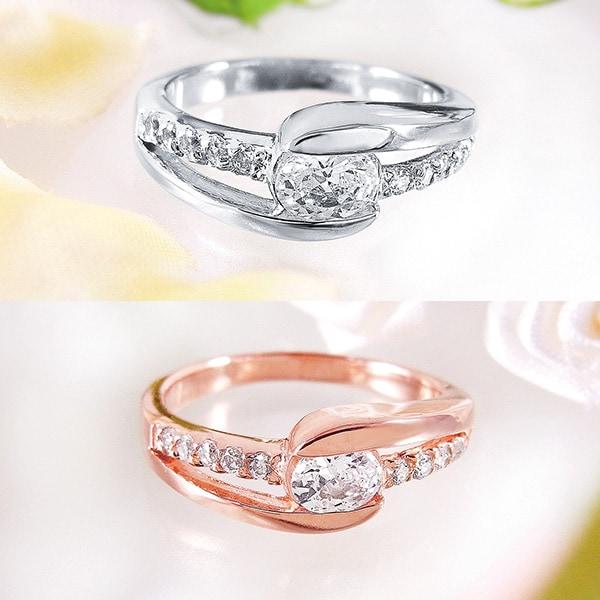 ダブルラインジルコニアリング シルバー ピンクゴールド 7号 9号 11号 13号 15号 17号 19号 21号 | 