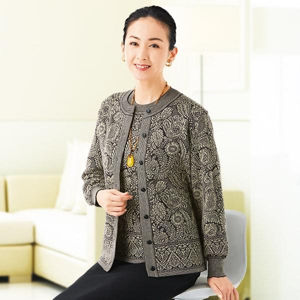 花柄ジャガードアンサンブル S M L LL 3L 4L 5L | 